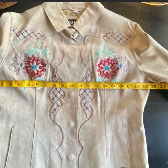 Embroidered Leather/Suede Jacket - Picture 8 of 12